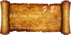 Füller Ervin névjegykártya